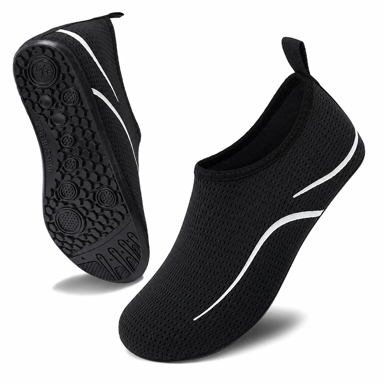 Chaussures de plage design noires avec matière respirante et semelle antidérapante