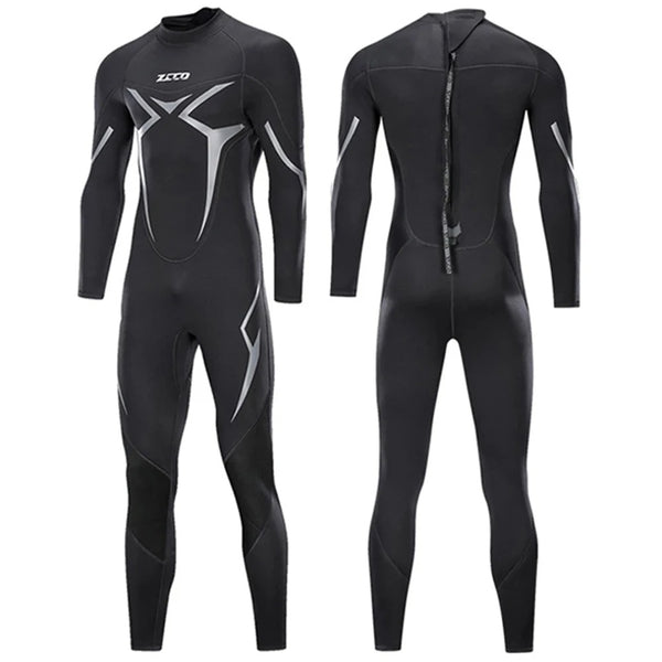 Combinaison De Plongée Intégrale Homme ZCCO 3 Mm Néoprène Ultra Extensible - Taille M, Noire, Fermeture Avant