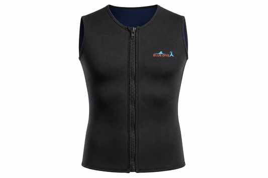 Gilet homme zippé en néoprène noir Blue Dive sans manches pour activités aquatiques